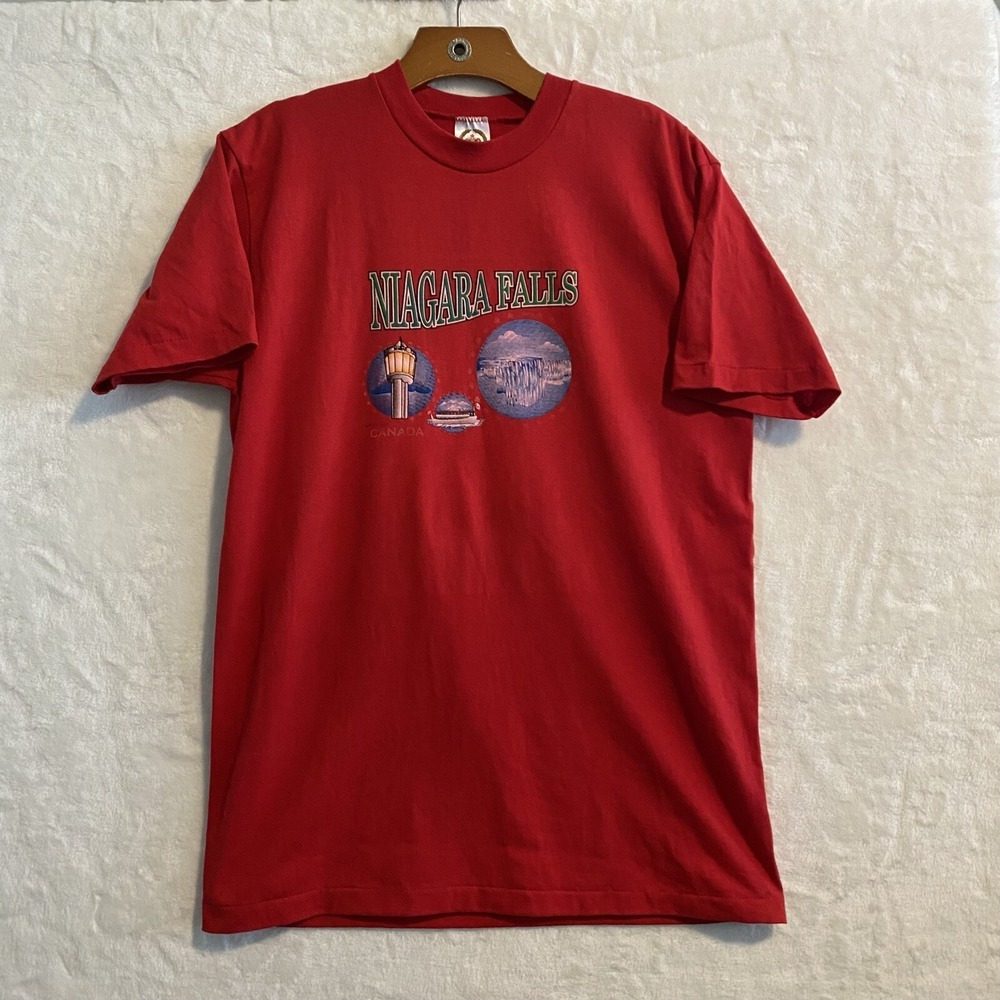 Vintage Single Stitch JR Sportswear Niagara Falls Large Red‎ Shirt Canada